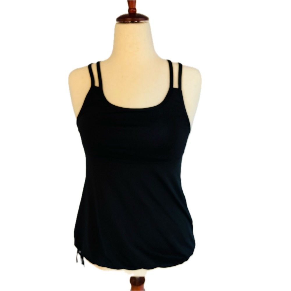 Champion Black Workout Top Strappy Back Side Tie Activewear Tank Large L